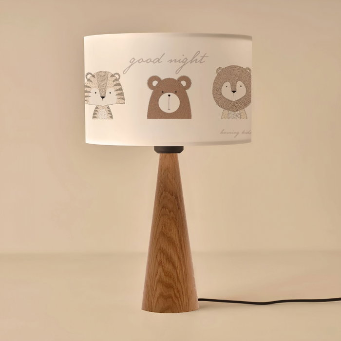 Opviq Lámpara de mesa de madera y tela Multicolor